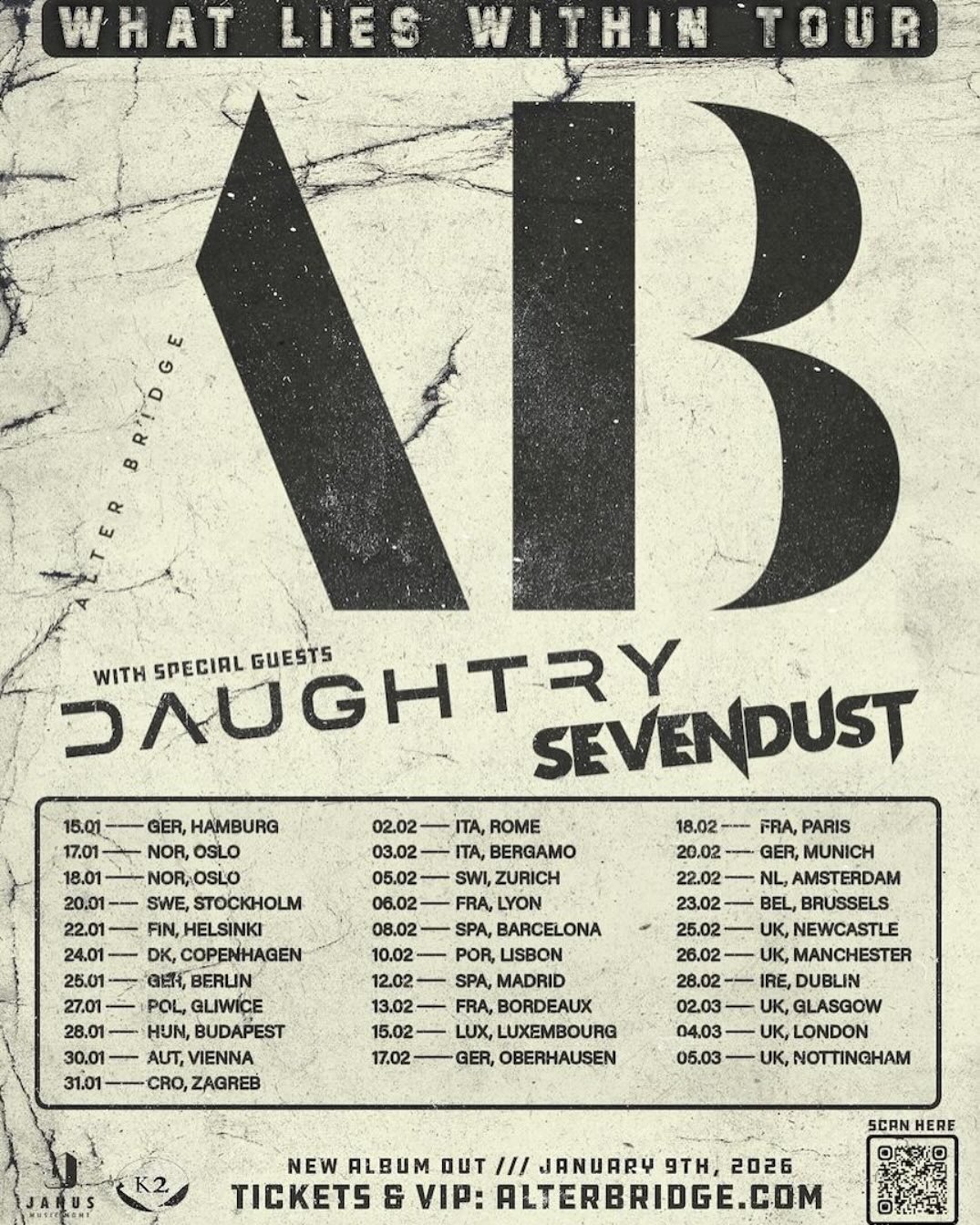 Alter Bridge What Lies Within Tour Poster 2026