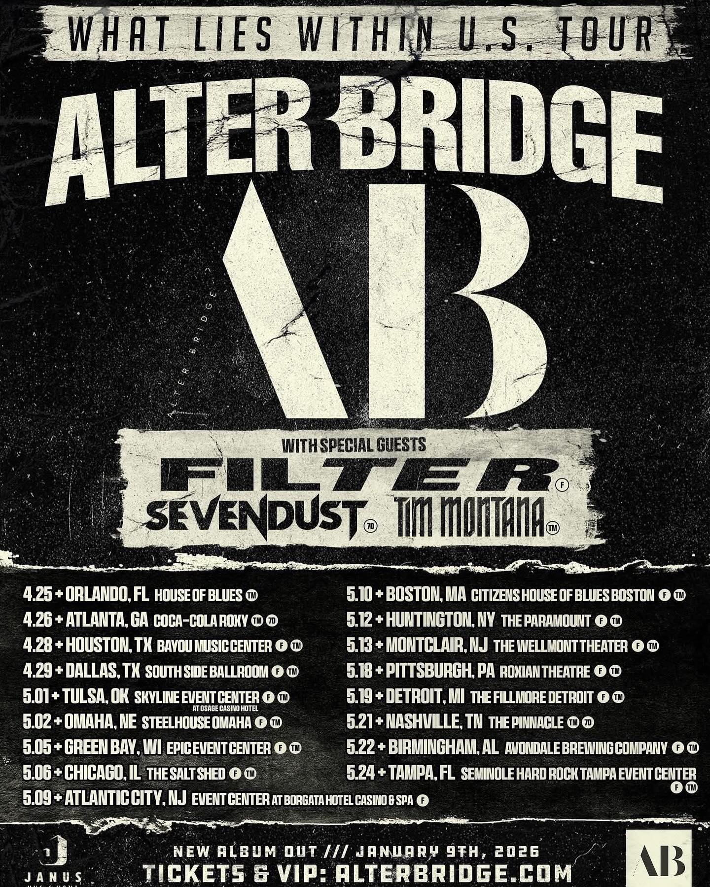 Alter Bridge What Lies Within Tour Poster 2026